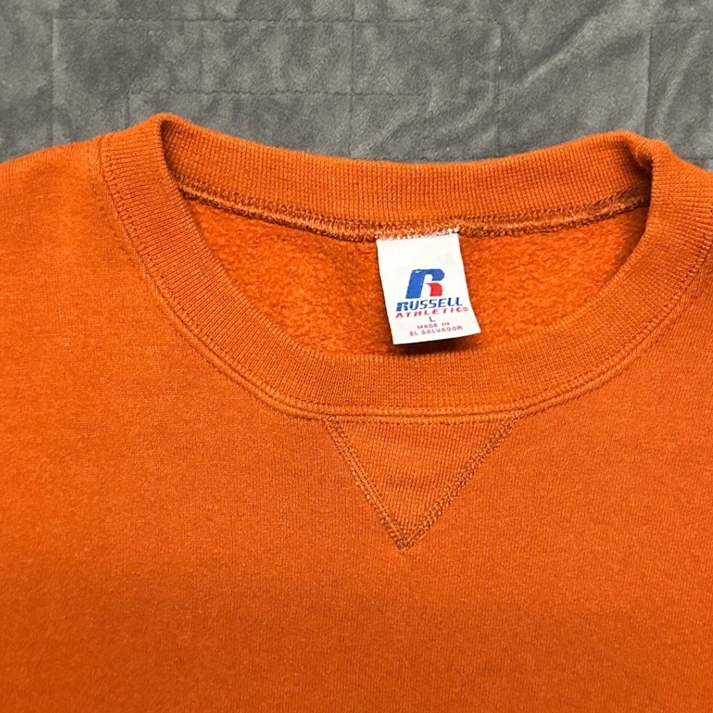 Vintage 90s Orange Blank‎ Russell Athletics Mens Large Crewneck - Picture 3 of 6